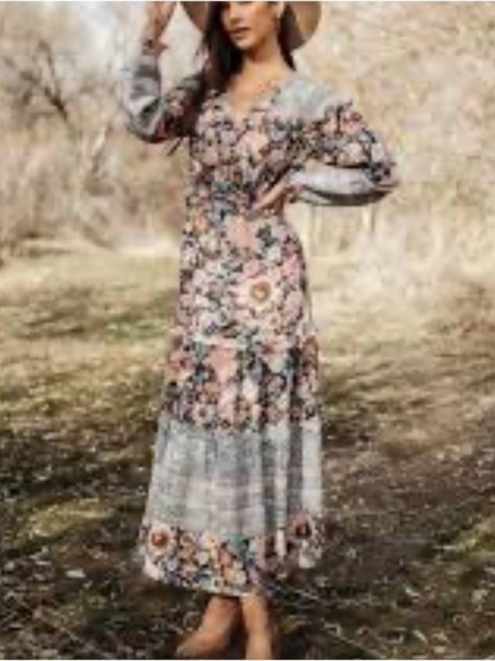 BÖHME S peasant long sleeve tiered patchwork skirt maxi dress